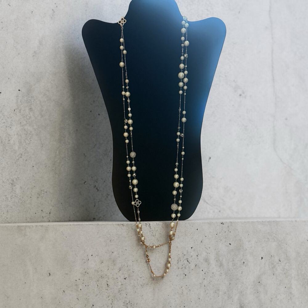 Stella & Dot Madeline Pearl Necklace - gold and white